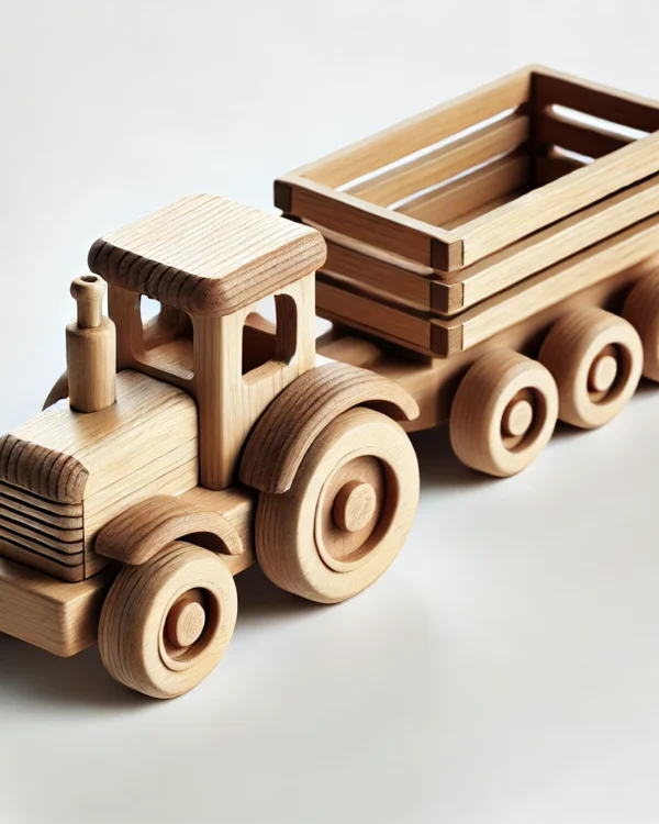 Wooden Tractor with Detachable Trailer